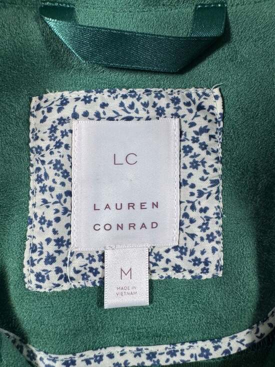 LC Lauren Conrad Green Faux Suede Moto Biker Jacket - Picture 2 of 7
